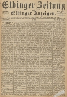 Elbinger Zeitung und Elbinger Anzeigen, Nr. 86 Donnerstag 11. April 1889