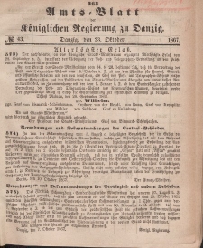 Amts-Blatt der Königlichen Regierung zu Danzig, 23. Oktober 1867, Nr. 43