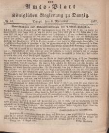 Amts-Blatt der Königlichen Regierung zu Danzig, 6. November 1867, Nr. 45