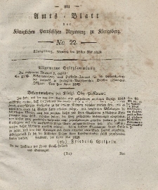 Amts-Blatt der Königlichen Preußischen Regierung zu Königsberg, Mittwoch, 28. Mai 1828, Nr. 22