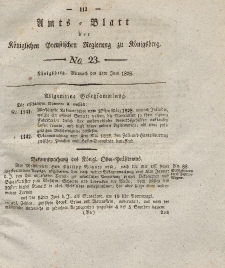 Amts-Blatt der Königlichen Preußischen Regierung zu Königsberg, Mittwoch, 4. Juni 1828, Nr. 23