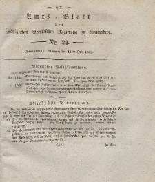 Amts-Blatt der Königlichen Preußischen Regierung zu Königsberg, Mittwoch, 11. Juni 1828, Nr. 24