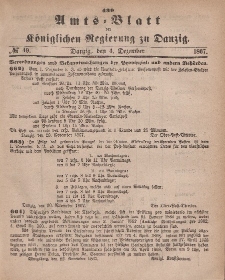 Amts-Blatt der Königlichen Regierung zu Danzig, 4. Dezember 1867, Nr. 49