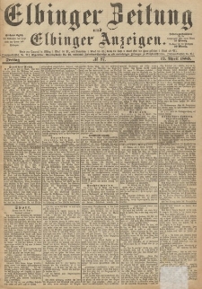 Elbinger Zeitung und Elbinger Anzeigen, Nr. 87 Freitag 12. April 1889