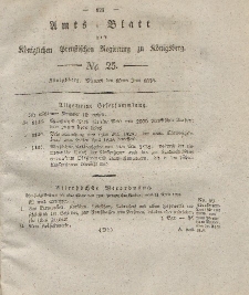 Amts-Blatt der Königlichen Preußischen Regierung zu Königsberg, Mittwoch, 18. Juni 1828, Nr. 25