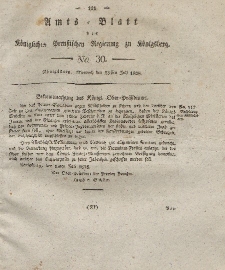 Amts-Blatt der Königlichen Preußischen Regierung zu Königsberg, Mittwoch, 23. Juli 1828, Nr. 30