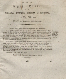 Amts-Blatt der Königlichen Preußischen Regierung zu Königsberg, Mittwoch, 30. Juli 1828, Nr. 31
