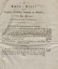 Amts-Blatt der Königlichen Preußischen Regierung zu Königsberg, Mittwoch, 6. August 1828, Nr. 32