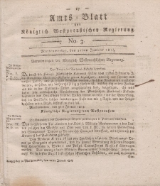 Amts-Blatt der Königlich Westpreußischen Regierung zu Marienwerder, 21. Januar 1814, No. 3.