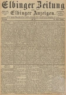 Elbinger Zeitung und Elbinger Anzeigen, Nr. 89 Sonntag 14. April 1889