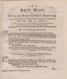 Amts-Blatt der Königlich Westpreußischen Regierung zu Marienwerder, 4. Februar 1814, No. 5.