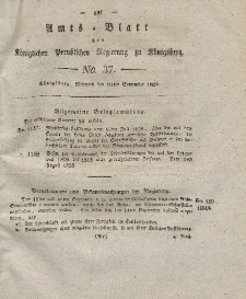 Amts-Blatt der Königlichen Preußischen Regierung zu Königsberg, Mittwoch, 10. September 1828, Nr. 37
