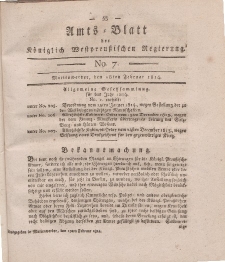 Amts-Blatt der Königlich Westpreußischen Regierung zu Marienwerder, 18. Februar 1814, No. 7.