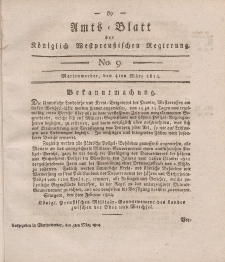 Amts-Blatt der Königlich Westpreußischen Regierung zu Marienwerder, 4. März 1814, No. 9.