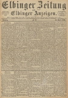Elbinger Zeitung und Elbinger Anzeigen, Nr. 90 Dienstag 16. April 1889