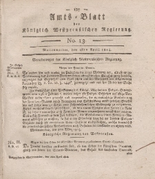 Amts-Blatt der Königlich Westpreußischen Regierung zu Marienwerder, 1. April 1814, No. 13.