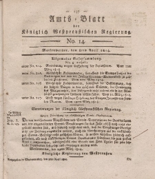 Amts-Blatt der Königlich Westpreußischen Regierung zu Marienwerder, 8. April 1814, No. 14.