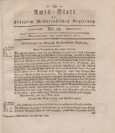 Amts-Blatt der Königlich Westpreußischen Regierung zu Marienwerder, 15. April 1814, No. 15.