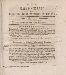 Amts-Blatt der Königlich Westpreußischen Regierung zu Marienwerder, 27. Mai 1814, No. 21.