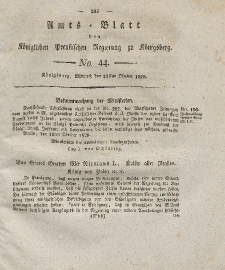 Amts-Blatt der Königlichen Preußischen Regierung zu Königsberg, Mittwoch, 29. Oktober 1828, Nr. 44