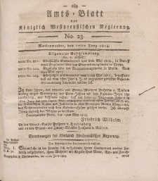Amts-Blatt der Königlich Westpreußischen Regierung zu Marienwerder, 10. Juni 1814, No. 23.