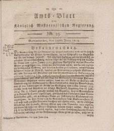 Amts-Blatt der Königlich Westpreußischen Regierung zu Marienwerder, 24. Juni 1814, No. 25.
