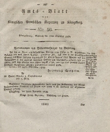 Amts-Blatt der Königlichen Preußischen Regierung zu Königsberg, Mittwoch, 10. Dezember 1828, Nr. 50