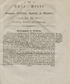 Amts-Blatt der Königlichen Preußischen Regierung zu Königsberg, Mittwoch, 17. Dezember 1828, Nr. 51