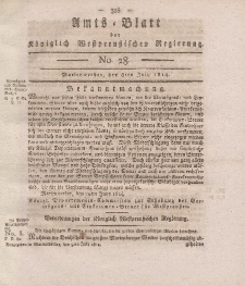 Amts-Blatt der Königlich Westpreußischen Regierung zu Marienwerder, 8. Juli 1814, No. 28.