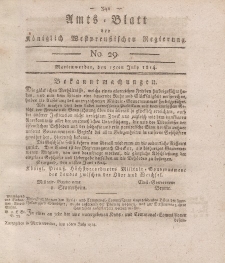 Amts-Blatt der Königlich Westpreußischen Regierung zu Marienwerder, 15. Juli 1814, No. 29.