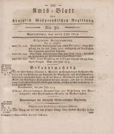 Amts-Blatt der Königlich Westpreußischen Regierung zu Marienwerder, 22. Juli 1814, No. 30.