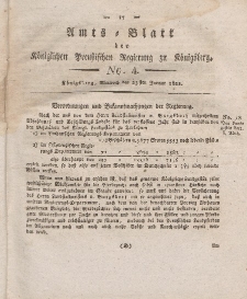 Amts-Blatt der Königlichen Preußischen Regierung zu Königsberg, Mittwoch, 23. Januar 1822, Nr. 4
