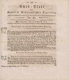 Amts-Blatt der Königlich Westpreußischen Regierung zu Marienwerder, 5. August 1814, No. 32.