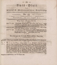 Amts-Blatt der Königlich Westpreußischen Regierung zu Marienwerder, 12. August 1814, No. 33.