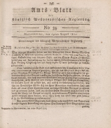 Amts-Blatt der Königlich Westpreußischen Regierung zu Marienwerder, 19. August 1814, No. 34.