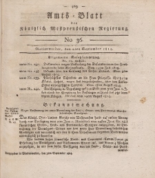 Amts-Blatt der Königlich Westpreußischen Regierung zu Marienwerder, 2. September 1814, No. 36.