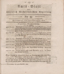 Amts-Blatt der Königlich Westpreußischen Regierung zu Marienwerder, 23. September 1814, No. 39.