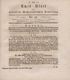 Amts-Blatt der Königlich Westpreußischen Regierung zu Marienwerder, 14. Oktober 1814, No. 42.