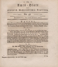 Amts-Blatt der Königlich Westpreußischen Regierung zu Marienwerder, 14. Oktober 1814, No. 42.