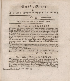 Amts-Blatt der Königlich Westpreußischen Regierung zu Marienwerder, 21. Oktober 1814, No. 43.