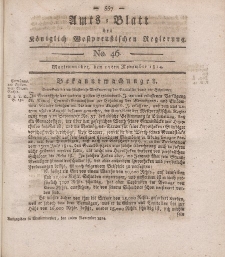 Amts-Blatt der Königlich Westpreußischen Regierung zu Marienwerder, 11. November 1814, No. 46.