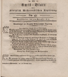 Amts-Blatt der Königlich Westpreußischen Regierung zu Marienwerder, 2. Dezember 1814, No. 49.