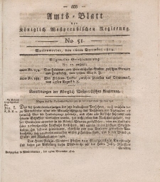 Amts-Blatt der Königlich Westpreußischen Regierung zu Marienwerder, 16. Dezember 1814, No. 51.
