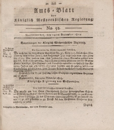 Amts-Blatt der Königlich Westpreußischen Regierung zu Marienwerder, 23. Dezember 1814, No. 52.