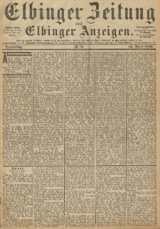 Elbinger Zeitung und Elbinger Anzeigen, Nr. 96 Donnerstag 25. April 1889