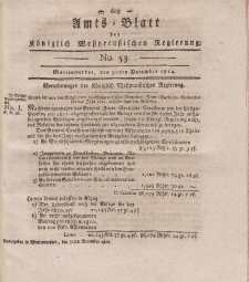 Amts-Blatt der Königlich Westpreußischen Regierung zu Marienwerder, 30. Dezember 1814, No. 53.