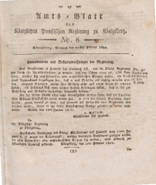 Amts-Blatt der Königlichen Preußischen Regierung zu Königsberg, Mittwoch, 20. Februar 1822, Nr. 8