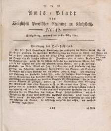 Amts-Blatt der Königlichen Preußischen Regierung zu Königsberg, Mittwoch, 20. März 1822, Nr. 12