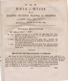 Amts-Blatt der Königlichen Preußischen Regierung zu Königsberg, Mittwoch, 8. Mai 1822, Nr. 20