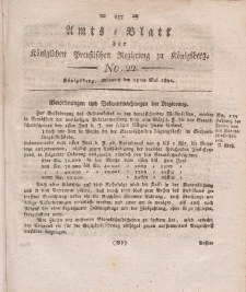 Amts-Blatt der Königlichen Preußischen Regierung zu Königsberg, Mittwoch, 15. Mai 1822, Nr. 22